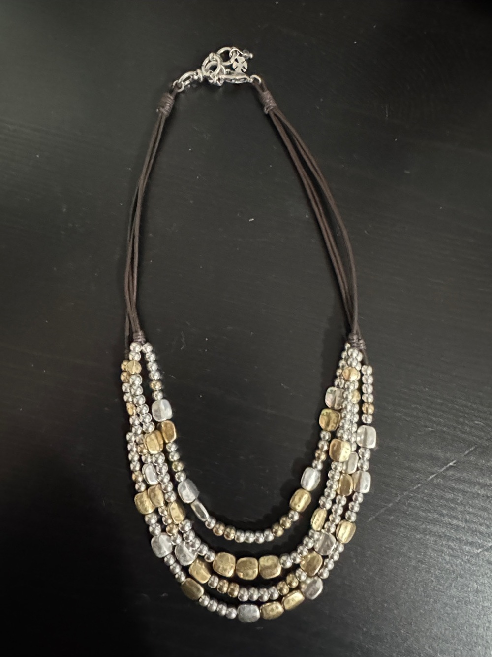 Lucky Brand Gold and Silver Multi-Strand Beaded Necklace